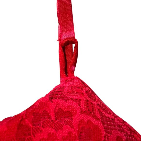 Victoria Secret | Red Push Up Bra Floral Lace Adjustable Straps Size 32DD - Picture 3 of 5